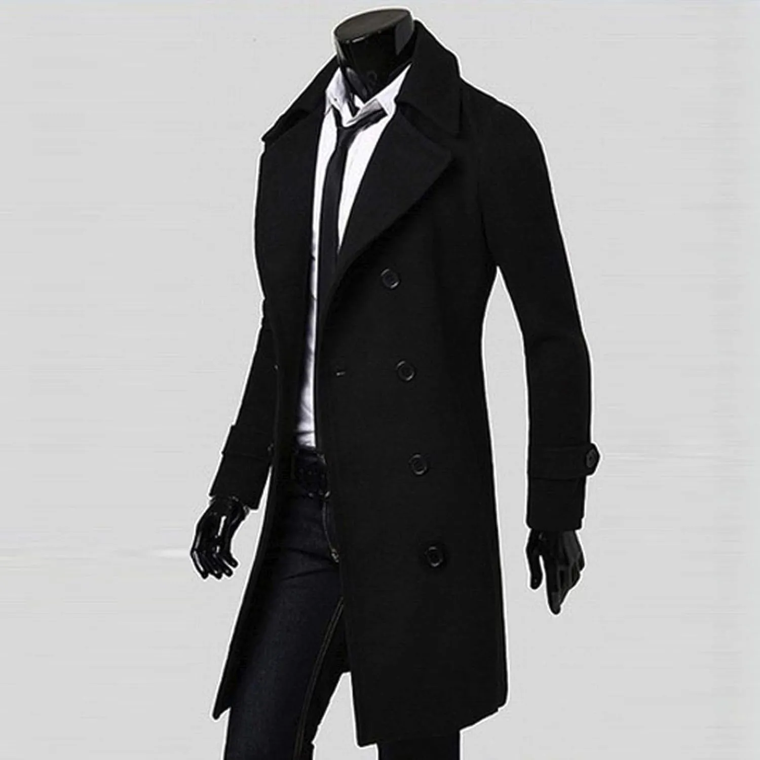 Mens Coat Winter Men Slim Stylish Trench Coat Double Breasted Long Jacket Coat Fashion Jackets