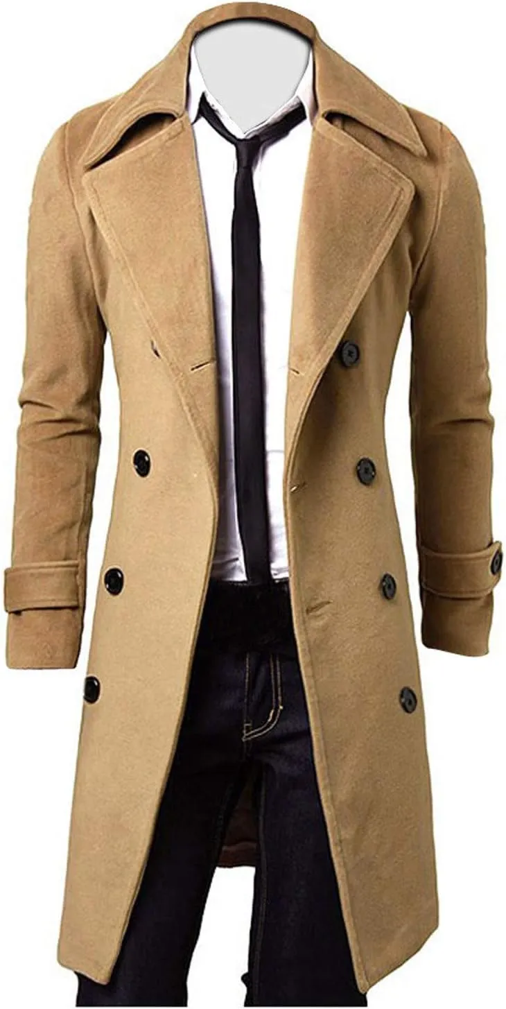 Mens Coat Winter Men Slim Stylish Trench Coat Double Breasted Long Jacket Coat Fashion Jackets