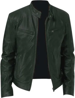 Mens Coats Fashion Autumn and Winter Men's Casual Solid Color Long-Sleeved Slim Leather Jackets for Men