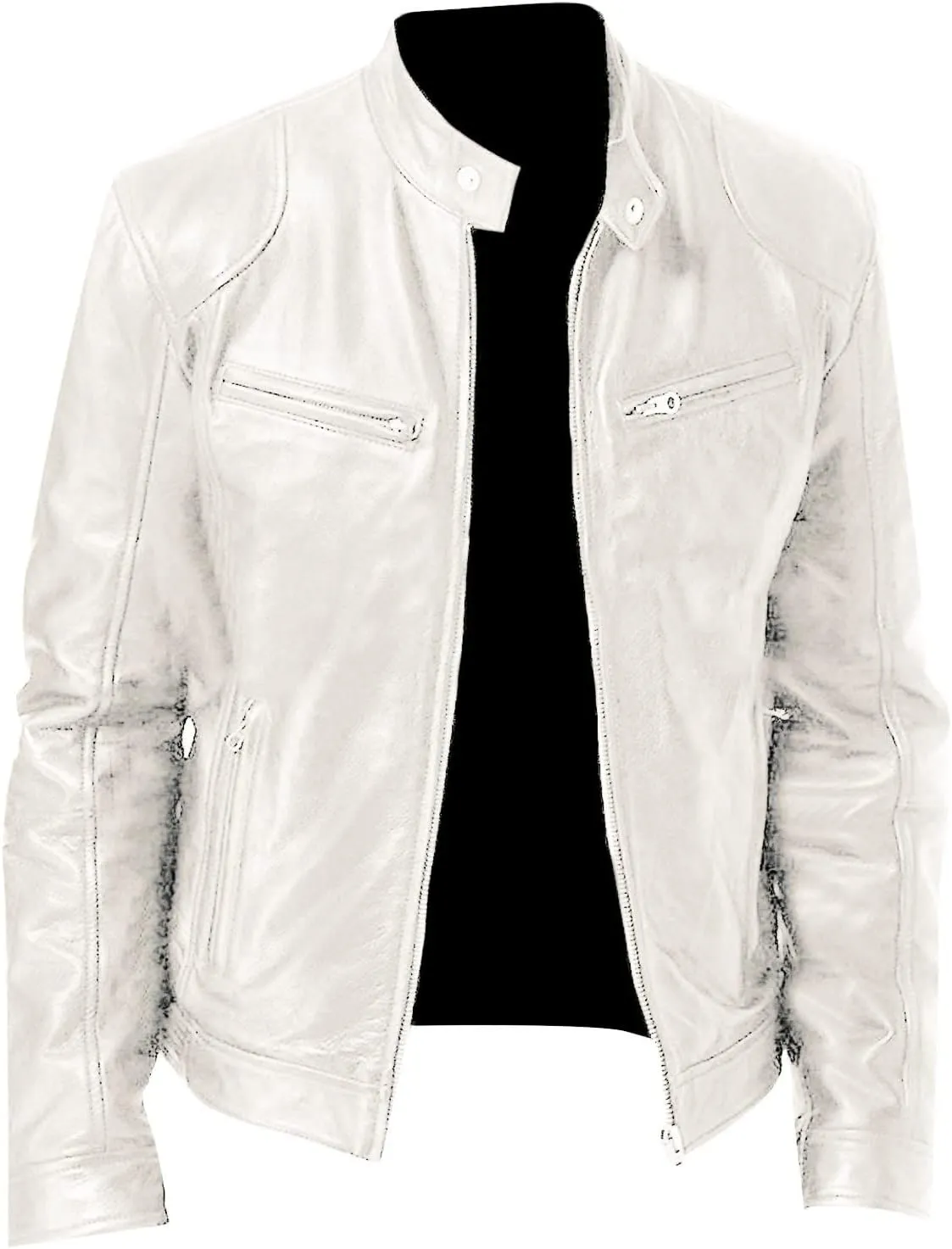 Mens Coats Fashion Autumn and Winter Men's Casual Solid Color Long-Sleeved Slim Leather Jackets for Men