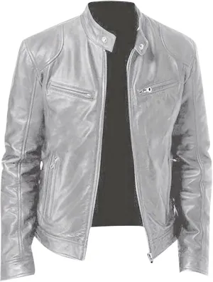 Mens Coats Fashion Autumn and Winter Men's Casual Solid Color Long-Sleeved Slim Leather Jackets for Men