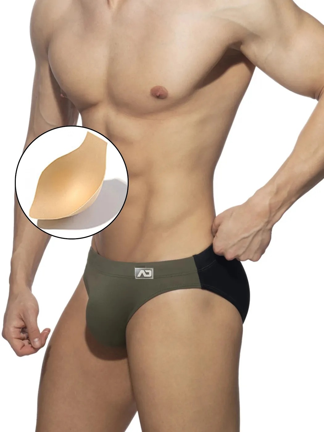 Men's Color Block Swim Briefs with Removable Pad