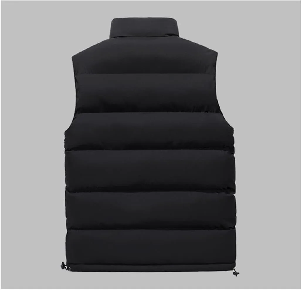 Men's Fashion Vest Jacket Solid Color Cotton Padded Waistcoat Large Size Warm Casual Sleeveless Vest Male