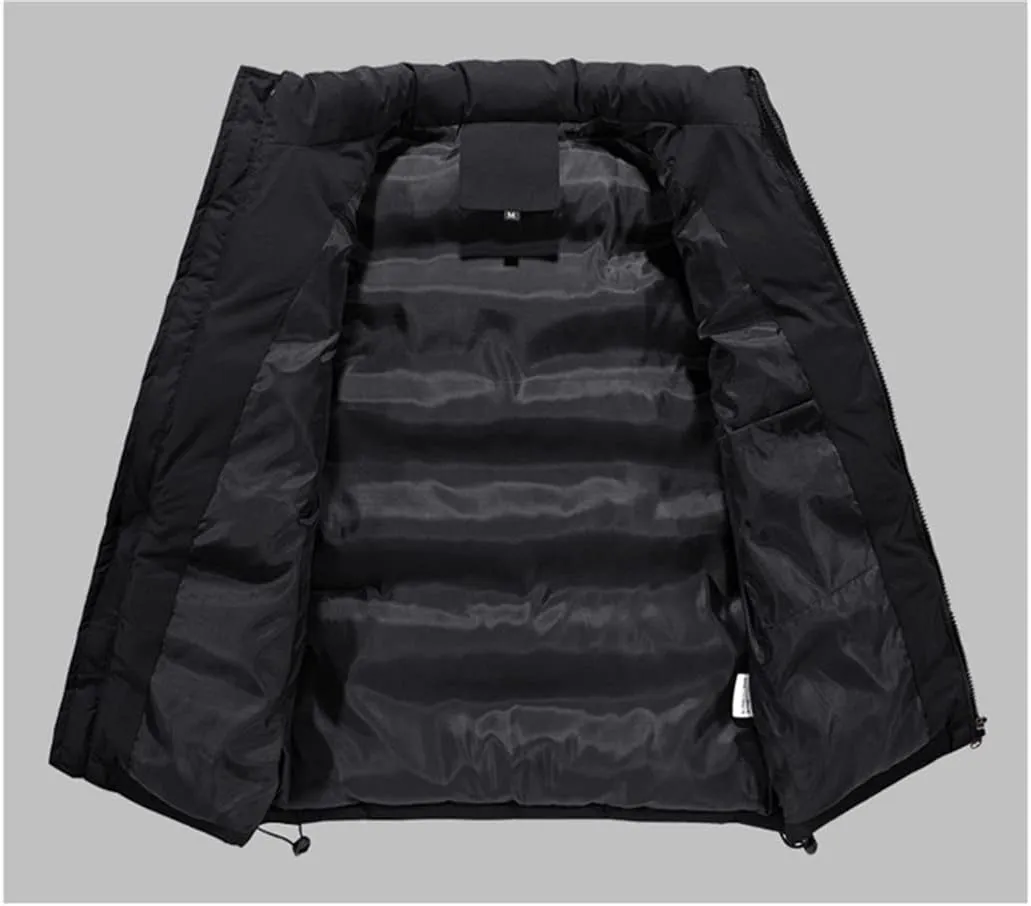 Men's Fashion Vest Jacket Solid Color Cotton Padded Waistcoat Large Size Warm Casual Sleeveless Vest Male
