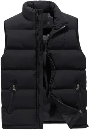 Men's Fashion Vest Jacket Solid Color Cotton Padded Waistcoat Large Size Warm Casual Sleeveless Vest Male