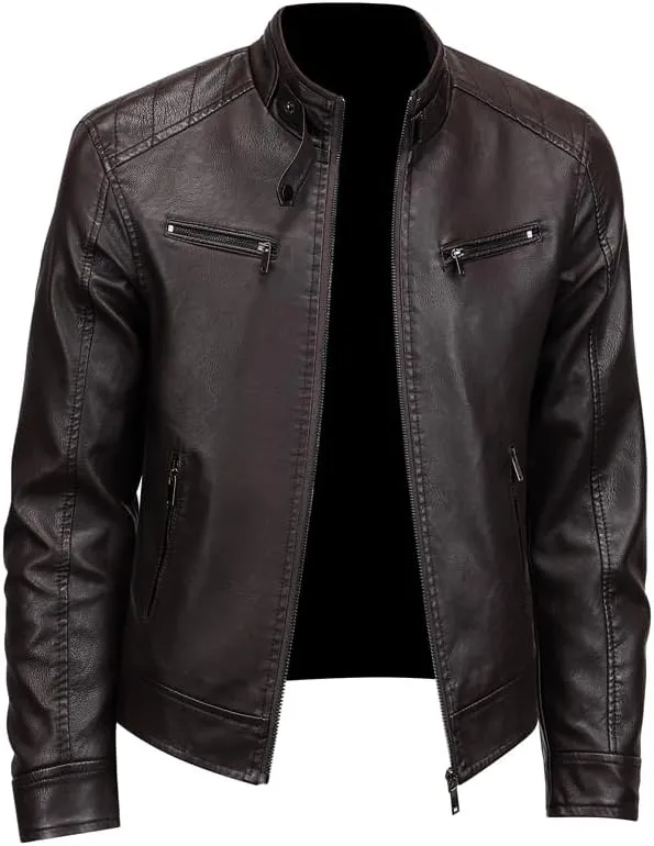 Men's Faux Leather Jacket for Fall/Winter,Men PU Jacket, outwear coat