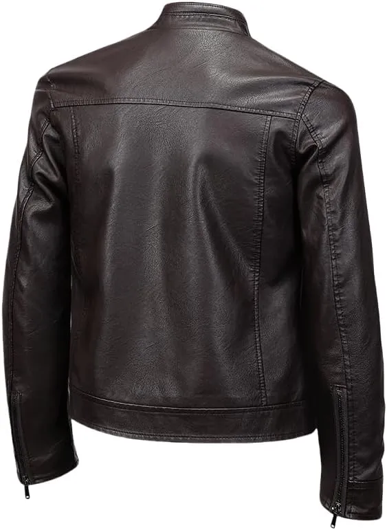 Men's Faux Leather Jacket for Fall/Winter,Men PU Jacket, outwear coat