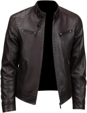 Men's Faux Leather Jacket for Fall/Winter,Men PU Jacket, outwear coat