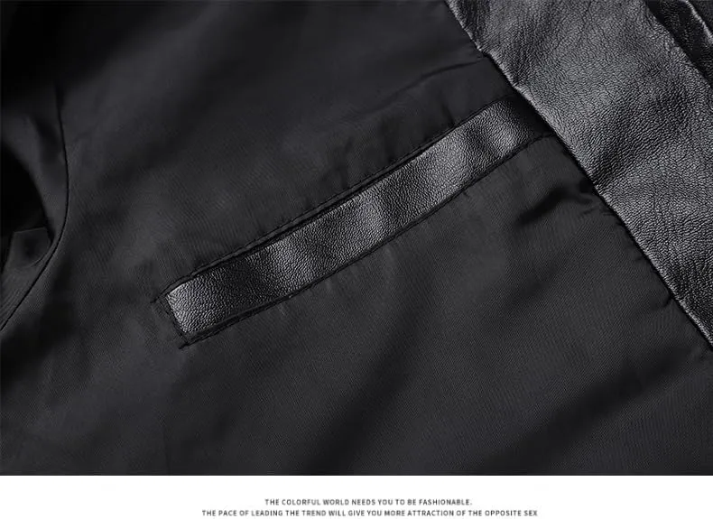 Men's Faux Leather Jacket for Fall/Winter,Men PU Jacket, outwear coat