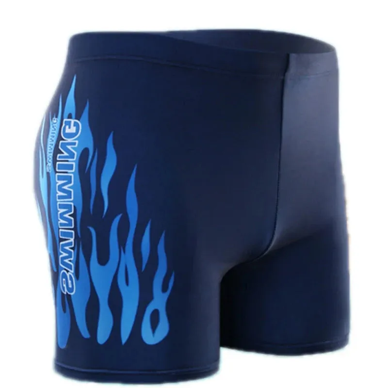 Men's Flame Fire Printed Swim Shorts Summer Racing Swimming Trunks Elastic Beach Briefs Breathable Boxer Board Shorts