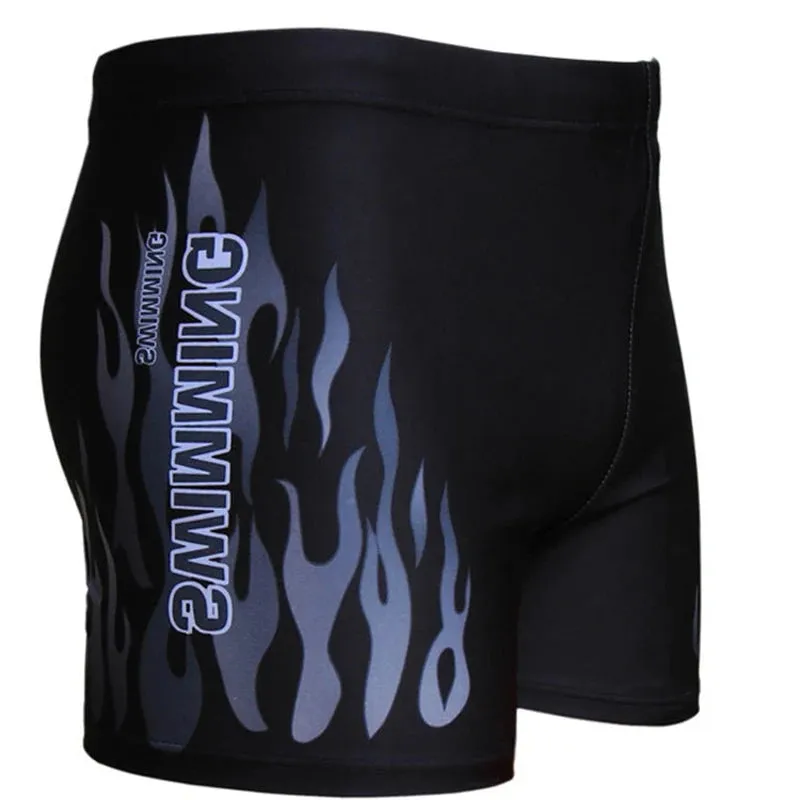 Men's Flame Fire Printed Swim Shorts Summer Racing Swimming Trunks Elastic Beach Briefs Breathable Boxer Board Shorts