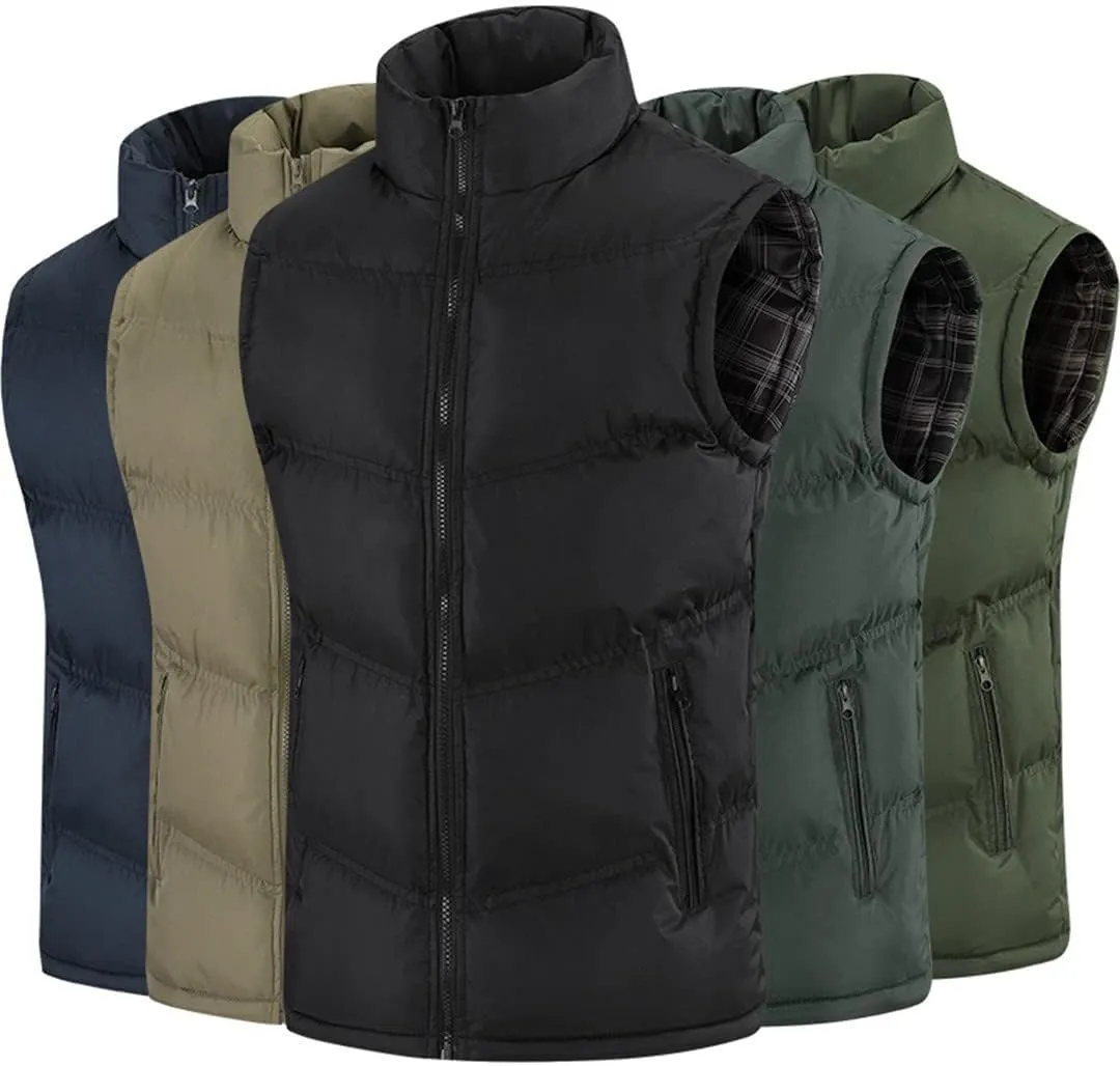 Men's Jacket Sleeveless Vest Winter Cotton Padded Thicken Vest Coat Casual Windbreaker Waistcoat
