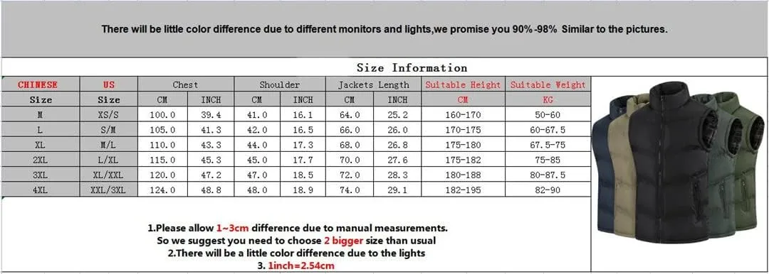Men's Jacket Sleeveless Vest Winter Cotton Padded Thicken Vest Coat Casual Windbreaker Waistcoat