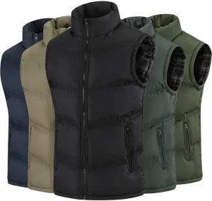 Men's Jacket Sleeveless Vest Winter Cotton Padded Thicken Vest Coat Casual Windbreaker Waistcoat