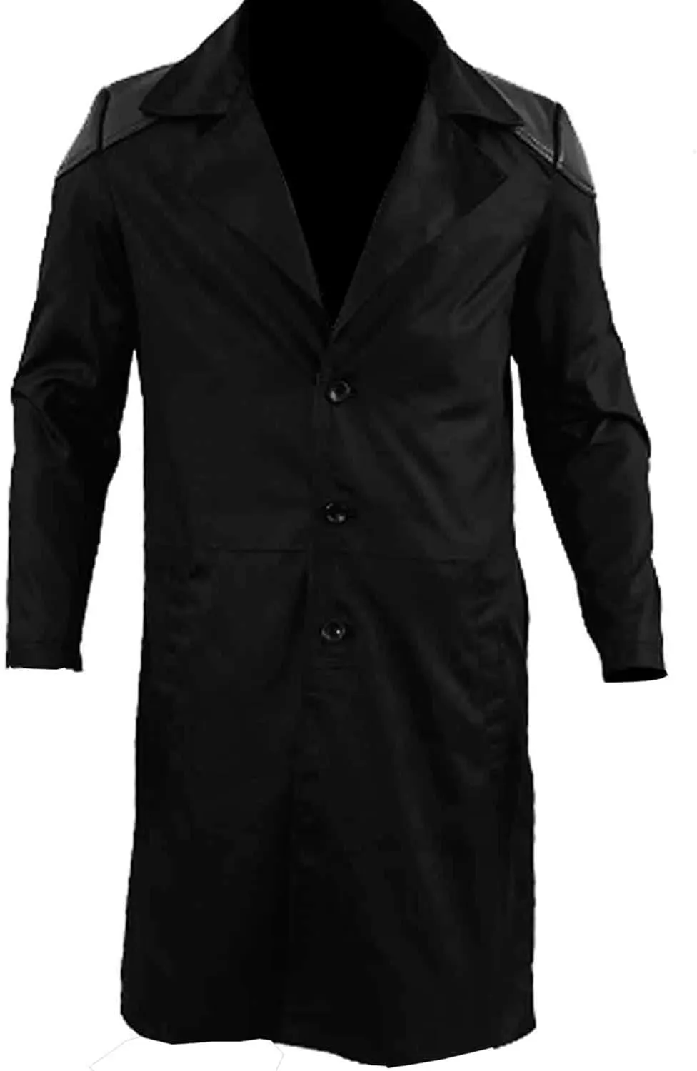 Men's Long Coat Geniune Leather Elbow Patch Billy Cotton Butcher Trench Coat Jacket - Billy Jacket Butcher