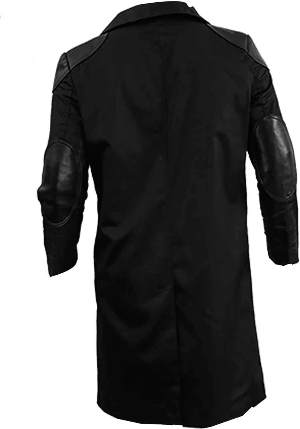 Men's Long Coat Geniune Leather Elbow Patch Billy Cotton Butcher Trench Coat Jacket - Billy Jacket Butcher