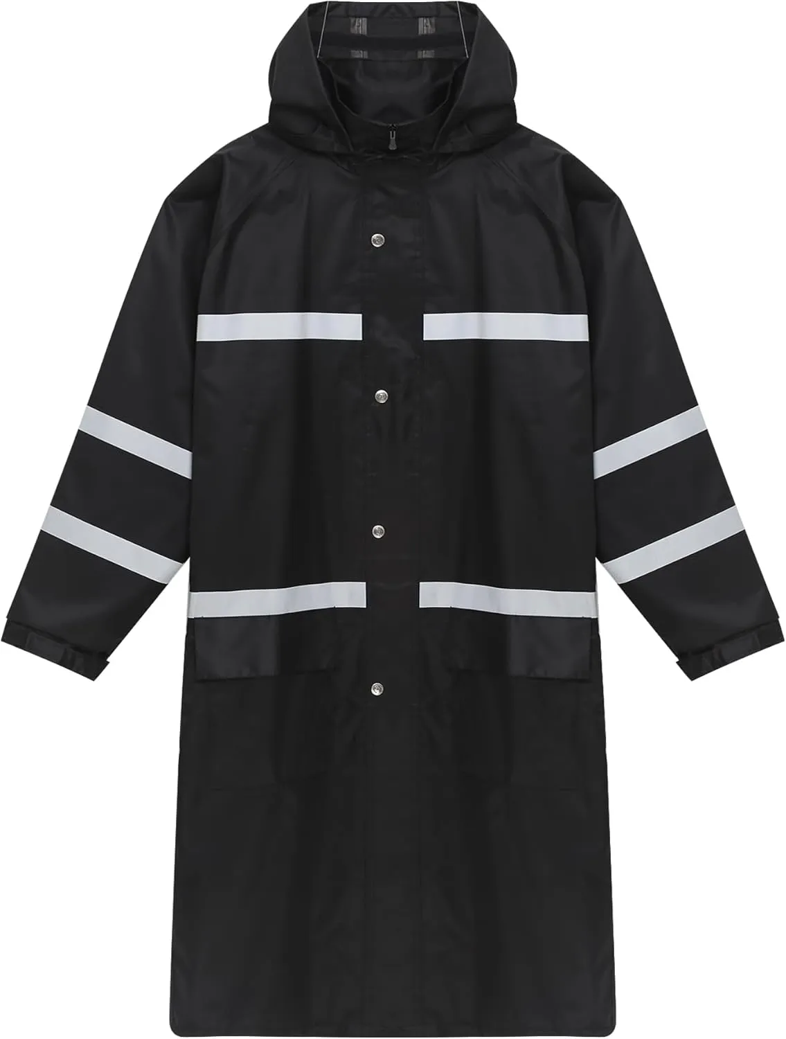 Mens Long Rain Coats Hooded Raincoats Safety Rainwear for Waterproof Work Rain Jacket Poncho
