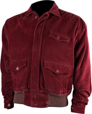 Men's Red Corduroy Jacket - Shirt Style Red Bomber Jacket - Corduroy Varsity Style Casual Outerwear Bomber