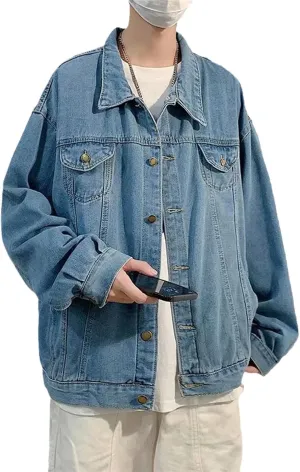 Mens Short Black Denim Jacket Men Jeans Jacket Coats Casual Pockets Streetwear Man Clothing Outwear