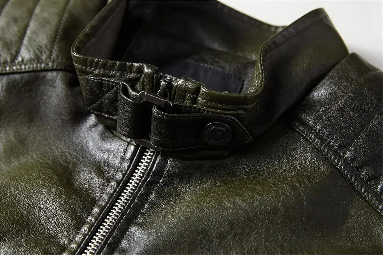 Men's Thermal Lined PU Leather Jacket Winter Motorcycle Coat Plus Solid Lapel Plush Outwear