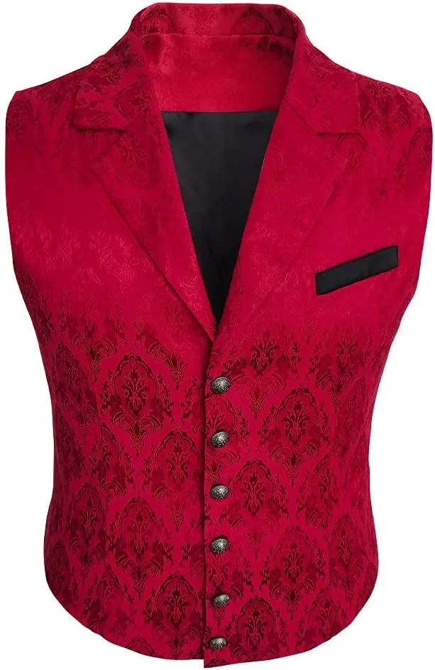 Mens Victorian Outerwear Suit Vest Steampunk Gothic Jacket Waistcoat