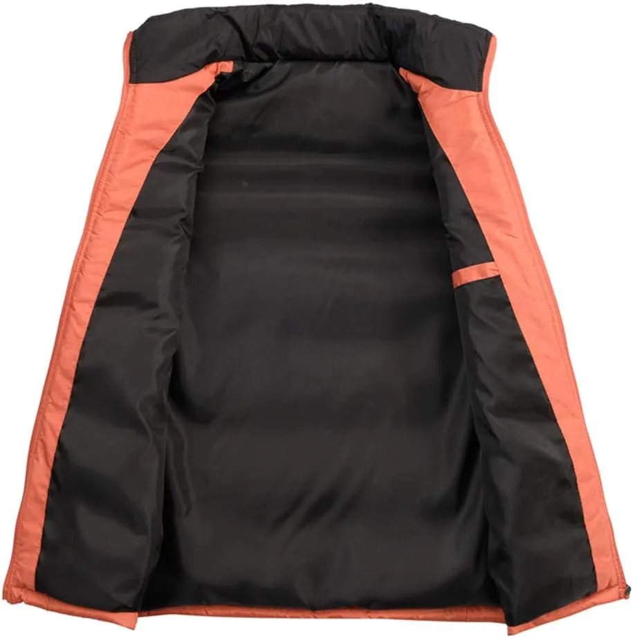 Men's Winter Cotton Padded Vest Coat Sleeveless Jacket Stand Collar Warm Waistcoat