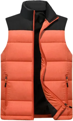 Men's Winter Cotton Padded Vest Coat Sleeveless Jacket Stand Collar Warm Waistcoat