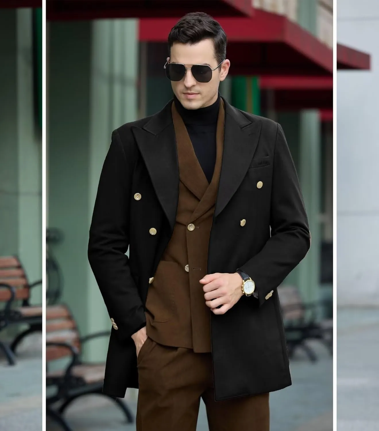 Mens Winter Jacket Trench Coats for Men Long Jackets Warm Peacoat Men's Double Breasted Overcoat