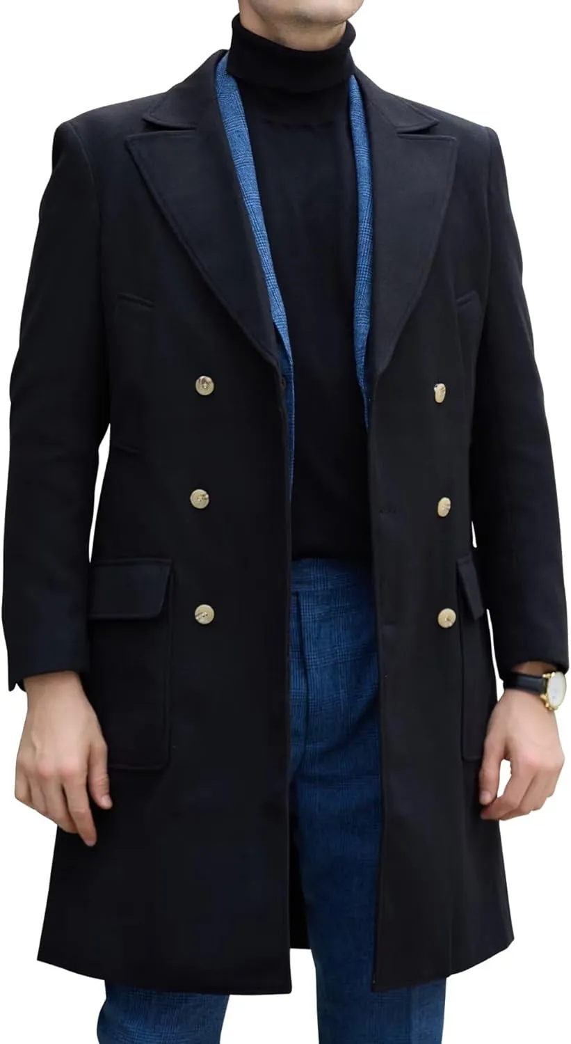 Mens Winter Jacket Trench Coats for Men Long Jackets Warm Peacoat Men's Double Breasted Overcoat