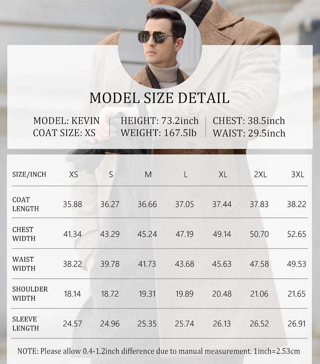 Mens Winter Jacket Trench Coats for Men Long Jackets Warm Peacoat Men's Double Breasted Overcoat