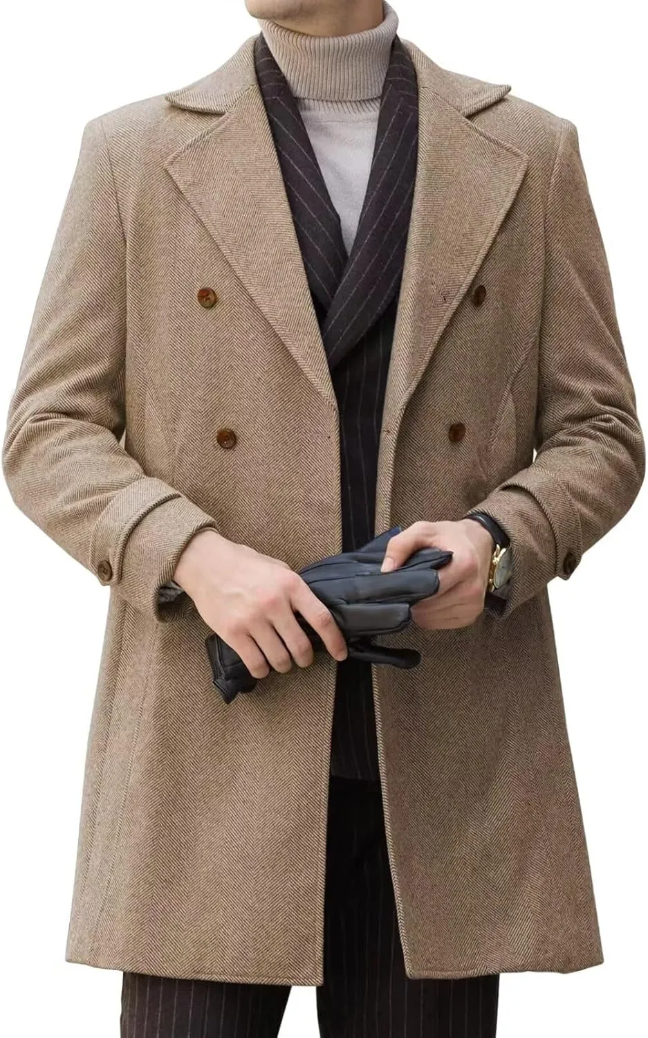 Mens Winter Jacket Trench Coats for Men Long Jackets Warm Peacoat Men's Double Breasted Overcoat