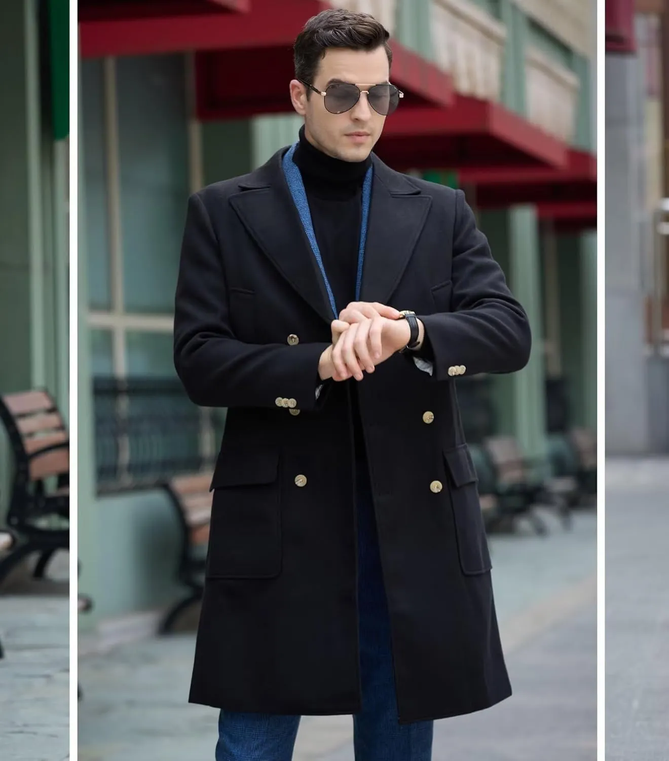 Mens Winter Jacket Trench Coats for Men Long Jackets Warm Peacoat Men's Double Breasted Overcoat
