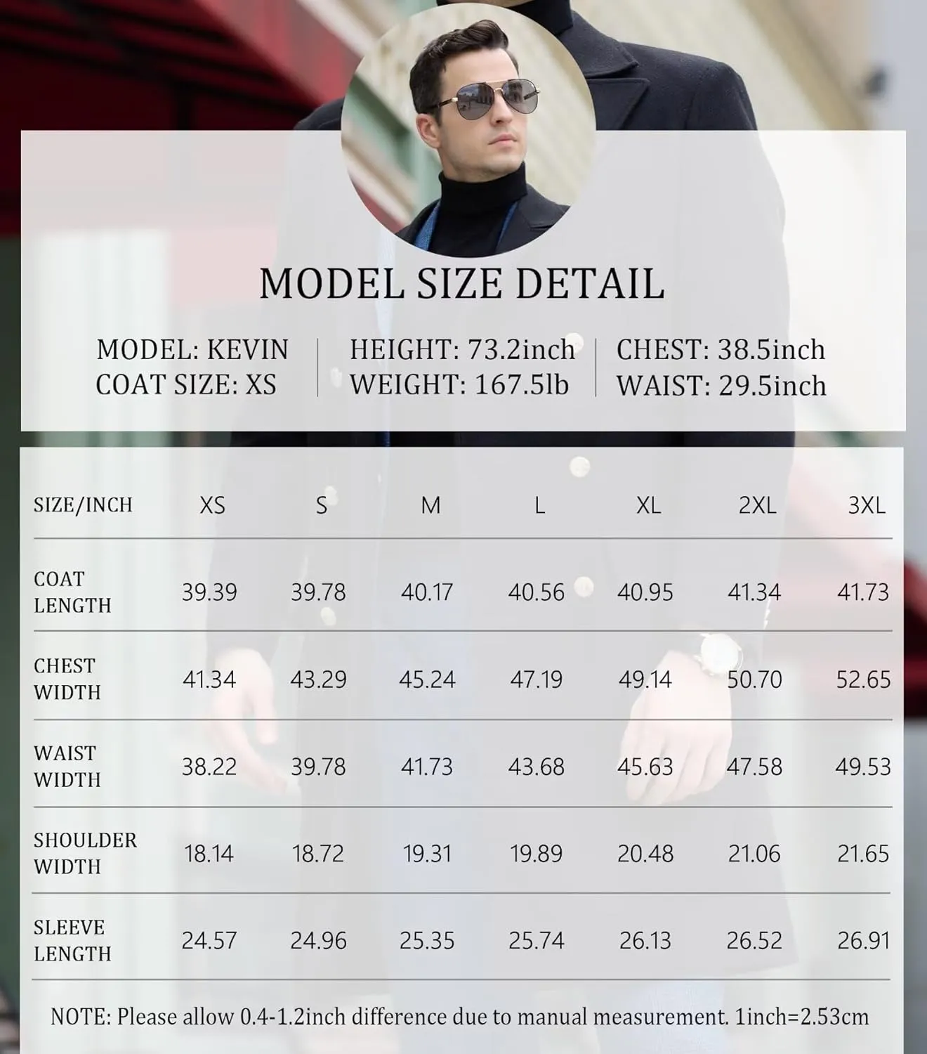 Mens Winter Jacket Trench Coats for Men Long Jackets Warm Peacoat Men's Double Breasted Overcoat