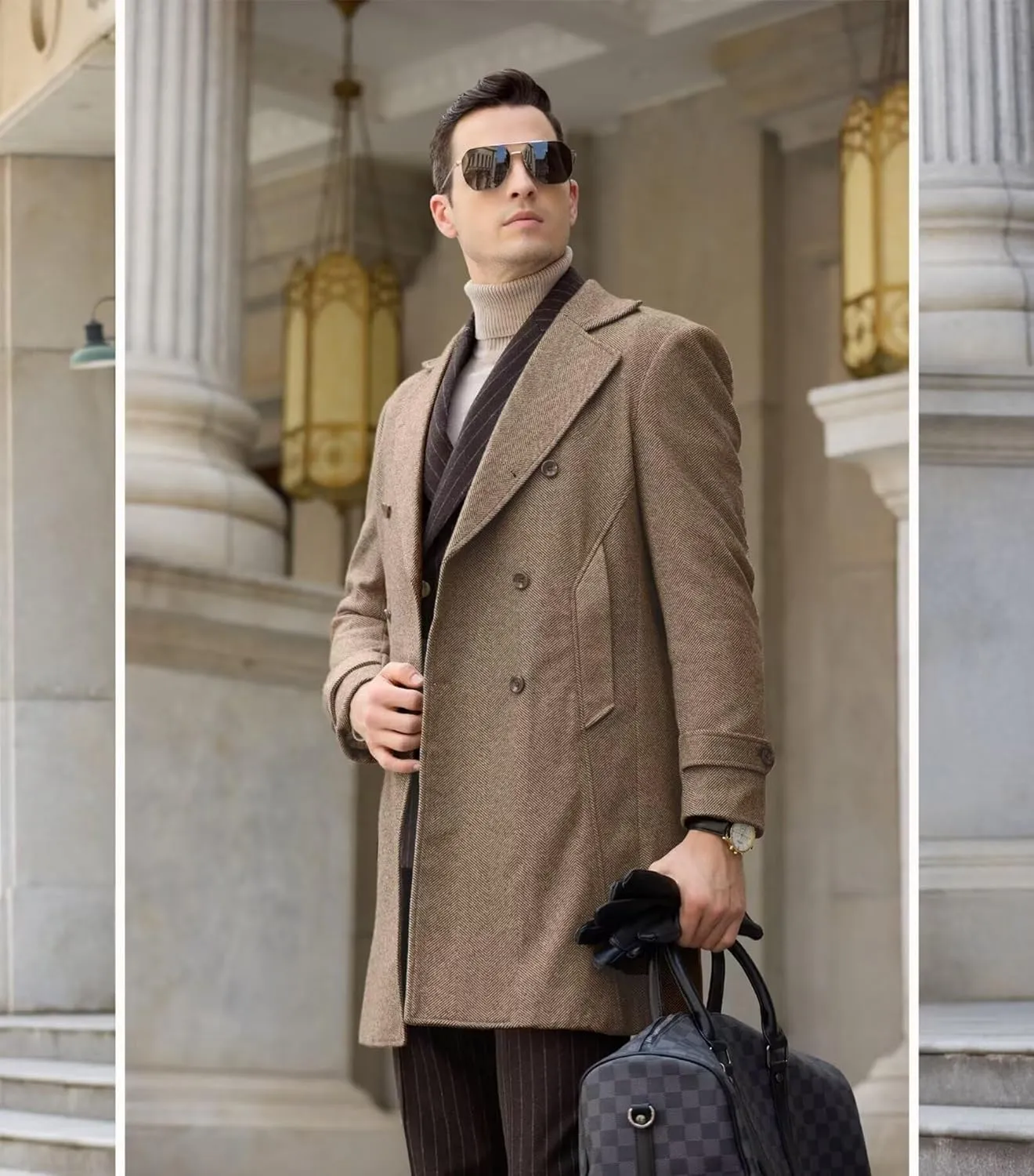 Mens Winter Jacket Trench Coats for Men Long Jackets Warm Peacoat Men's Double Breasted Overcoat