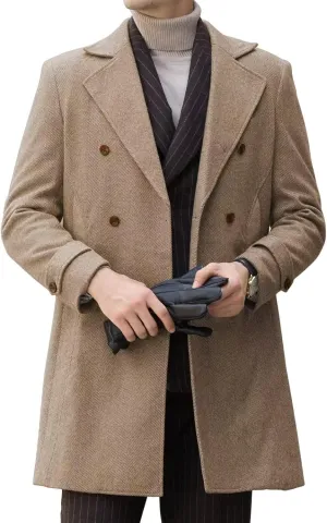 Mens Winter Jacket Trench Coats for Men Long Jackets Warm Peacoat Men's Double Breasted Overcoat