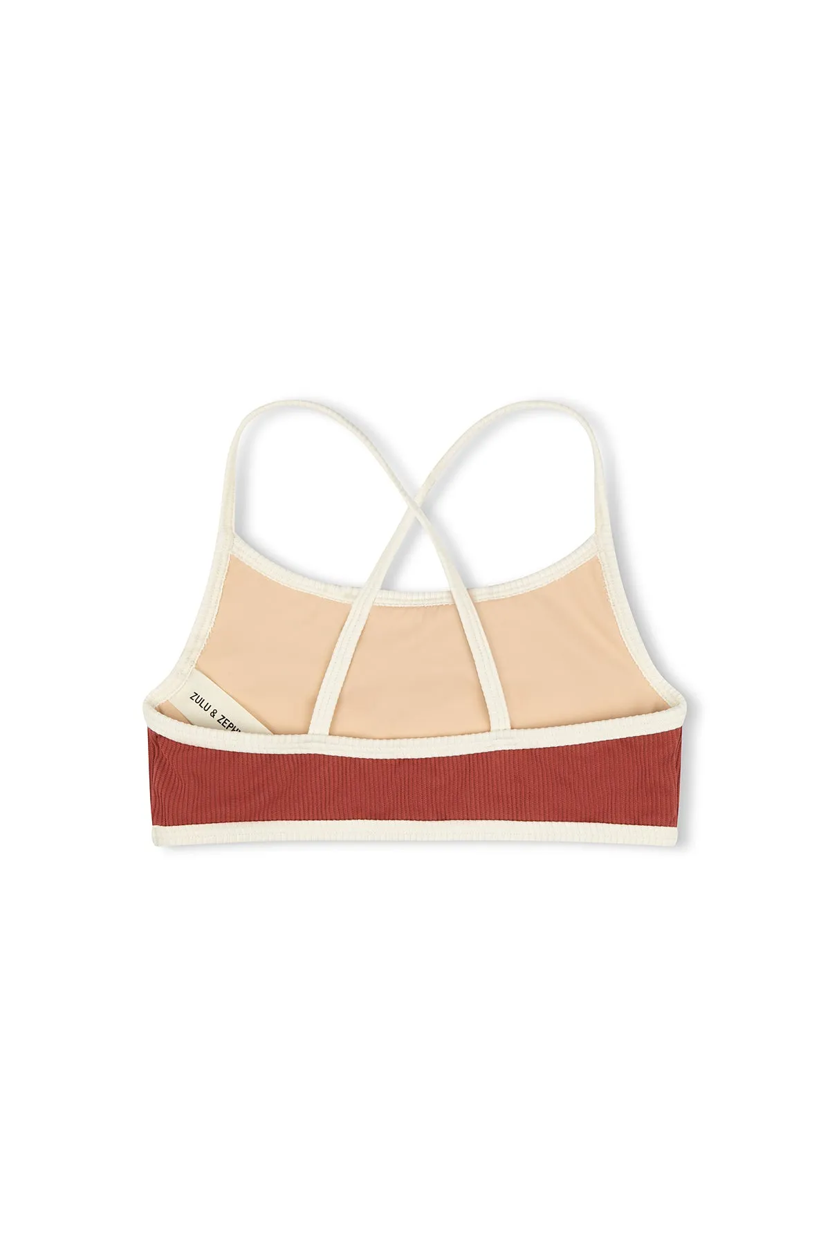 Mini Rib Logo Bikini Top - Earth Red