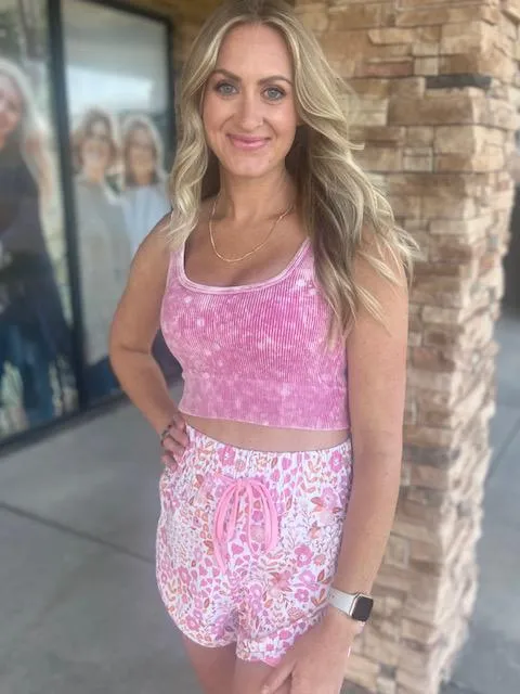 Miracle Shorts - Pink Floral Party