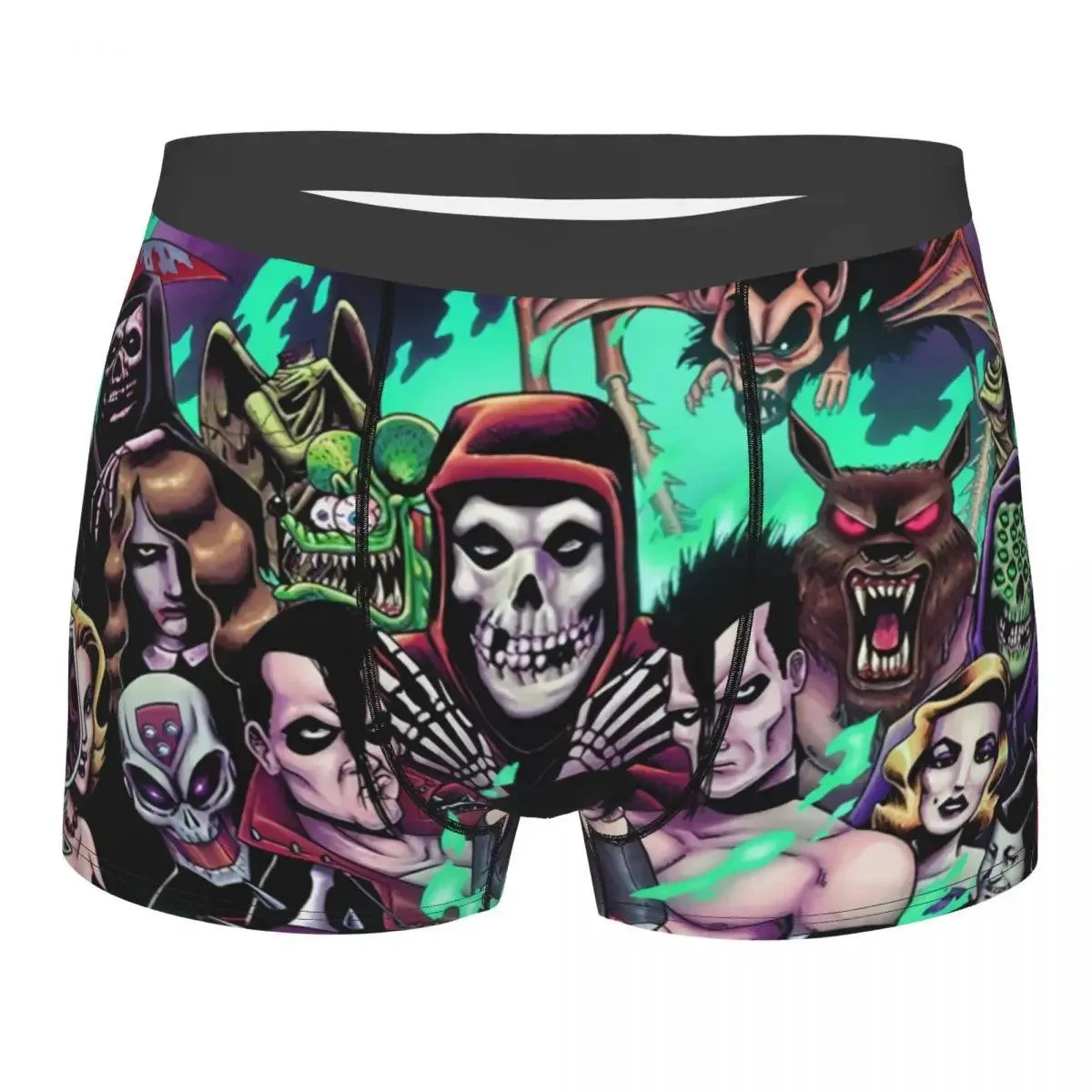 Misfits Skull Underwear Men Stretch Heavy Metal Music Boxer Briefs Shorts Panties Soft Sexy Underpants For Male