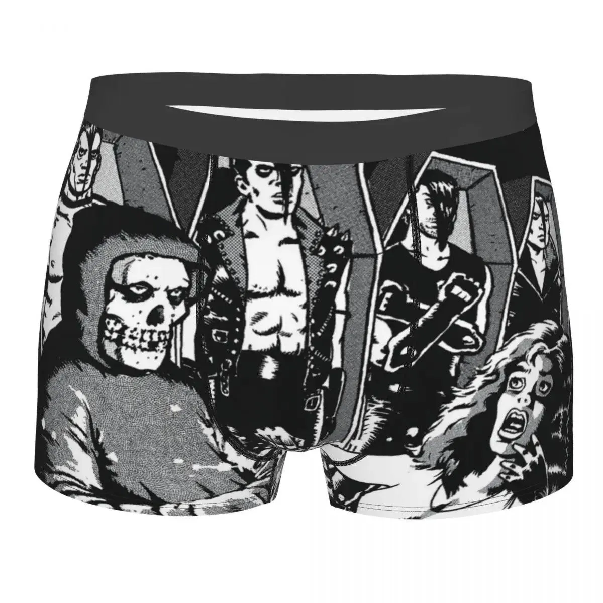 Misfits Skull Underwear Men Stretch Heavy Metal Music Boxer Briefs Shorts Panties Soft Sexy Underpants For Male