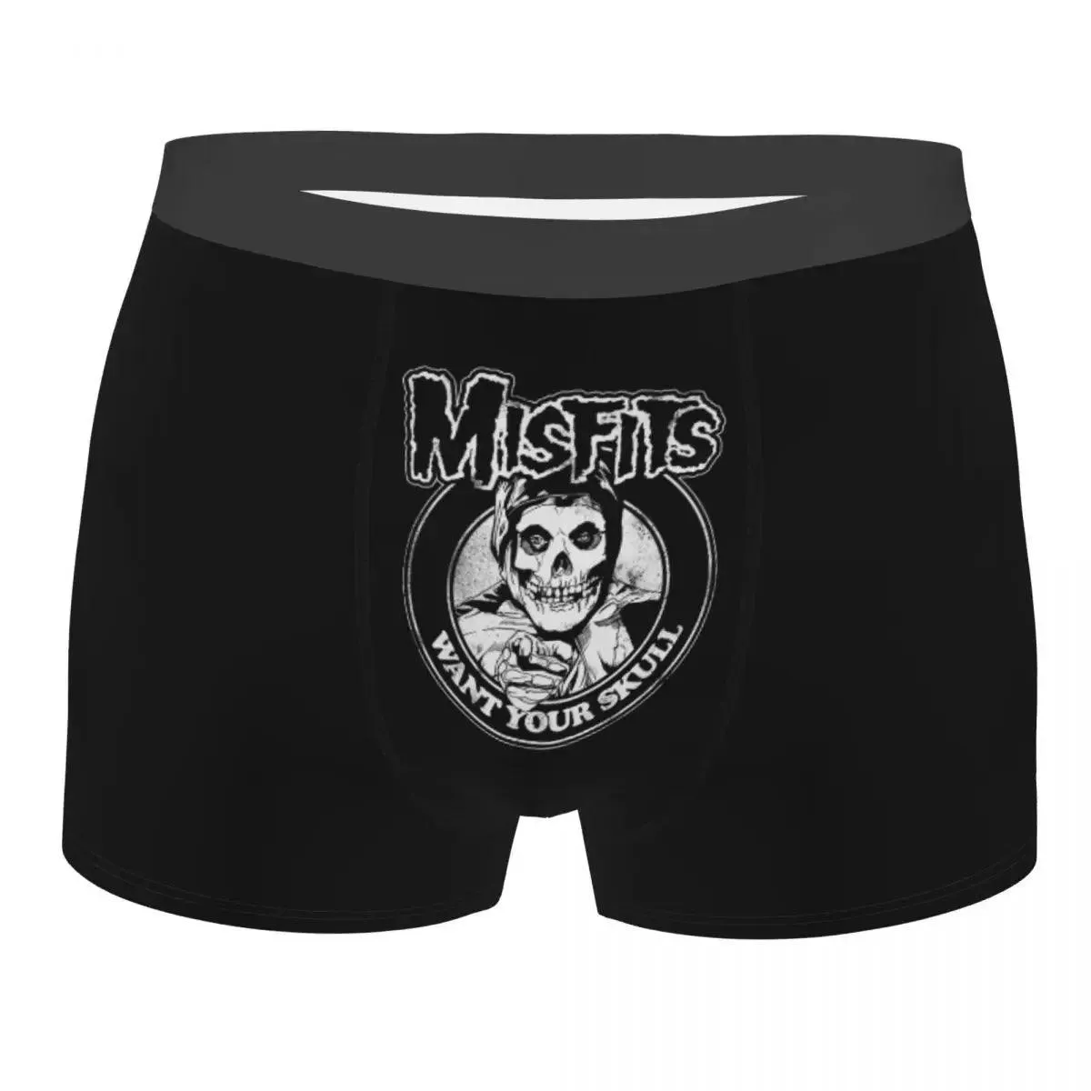 Misfits Skull Underwear Men Stretch Heavy Metal Music Boxer Briefs Shorts Panties Soft Sexy Underpants For Male