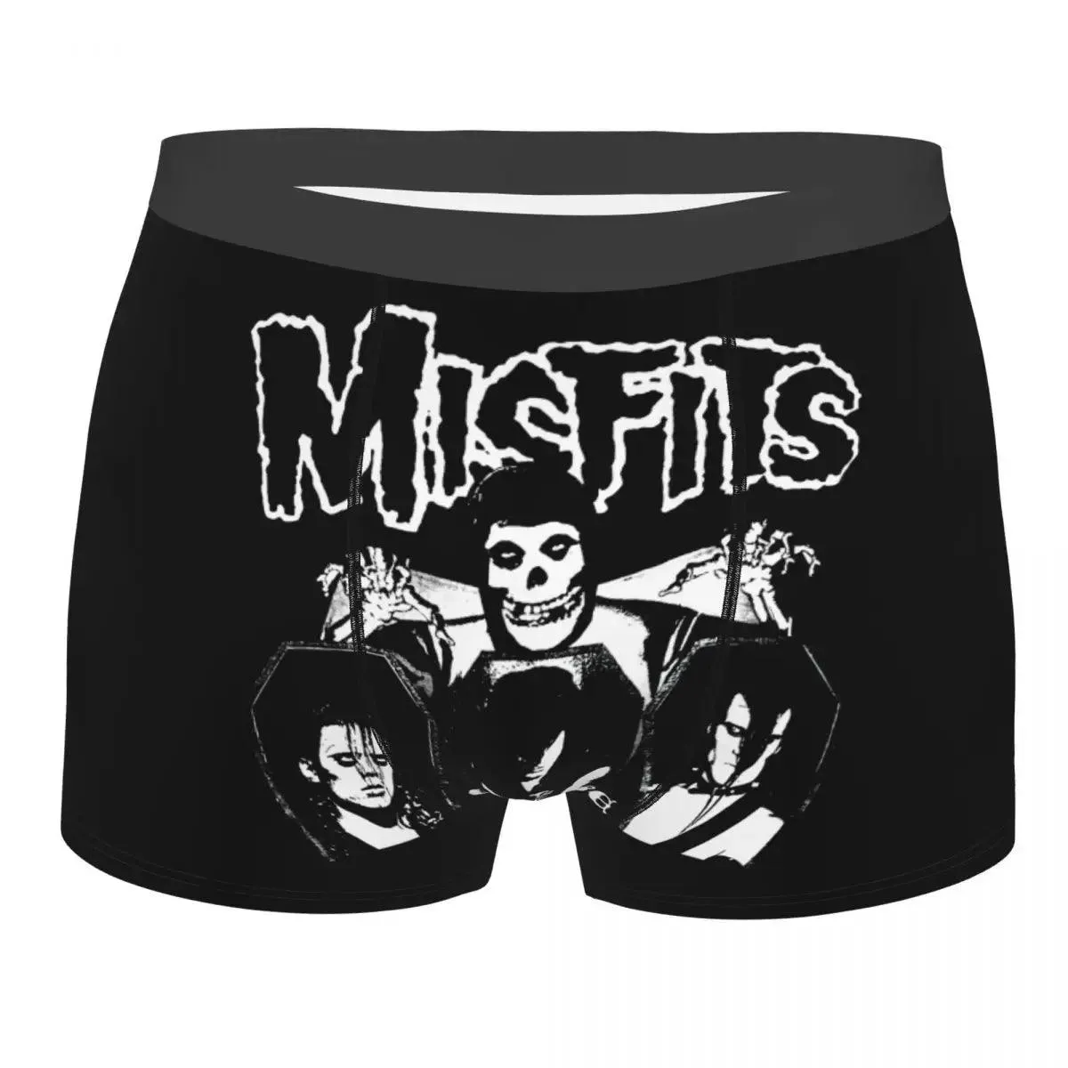 Misfits Skull Underwear Men Stretch Heavy Metal Music Boxer Briefs Shorts Panties Soft Sexy Underpants For Male