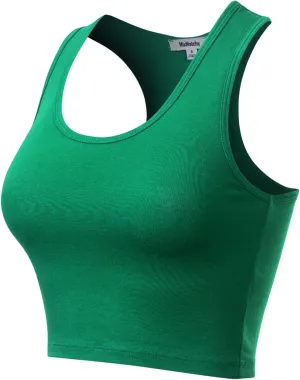 MixMatchy Women's Casual Basic Sports Crop Tank Tops Racerback Running Yoga Tanks Cotton Sleeveless Gym Shirts