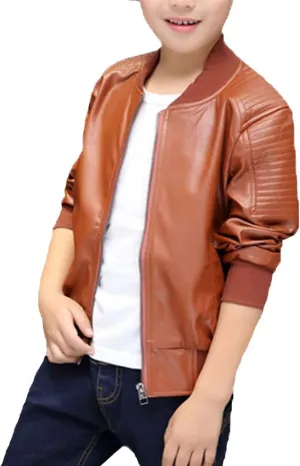 Monvecle Children's Collar Motorcycle Faux Leather Coat Boys Jacket