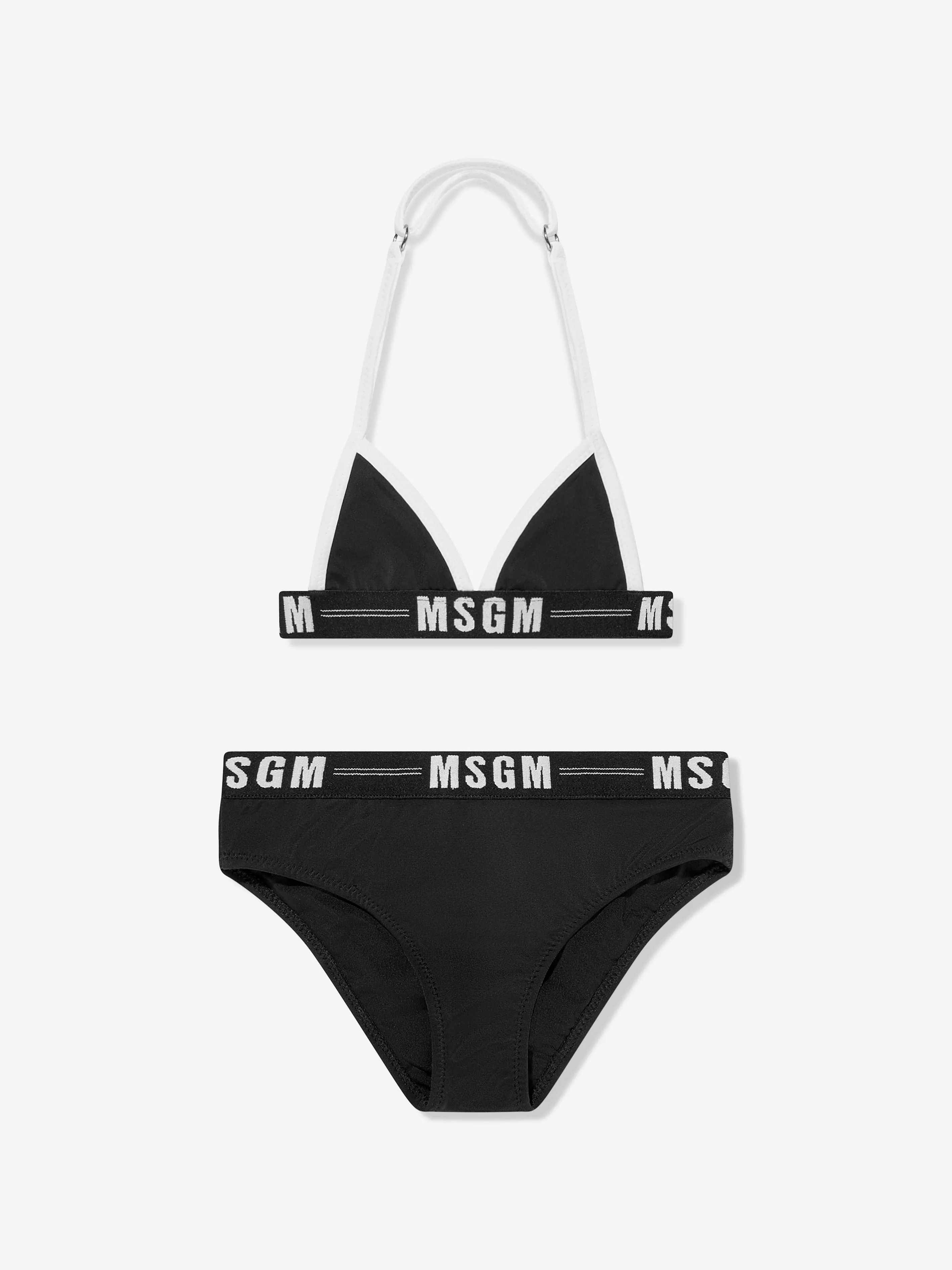 MSGM Girls Logo Triangle Bikini in Black