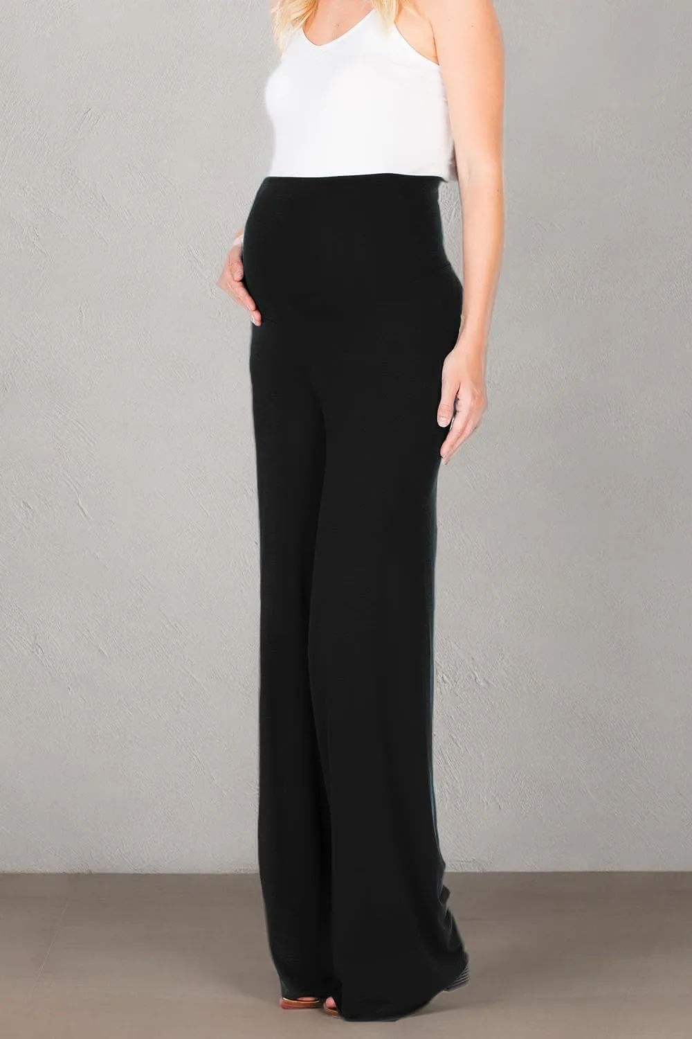 My Bump Women's Maternity Casual Bohemian Damask Palazzo Pants W/Tummy Control