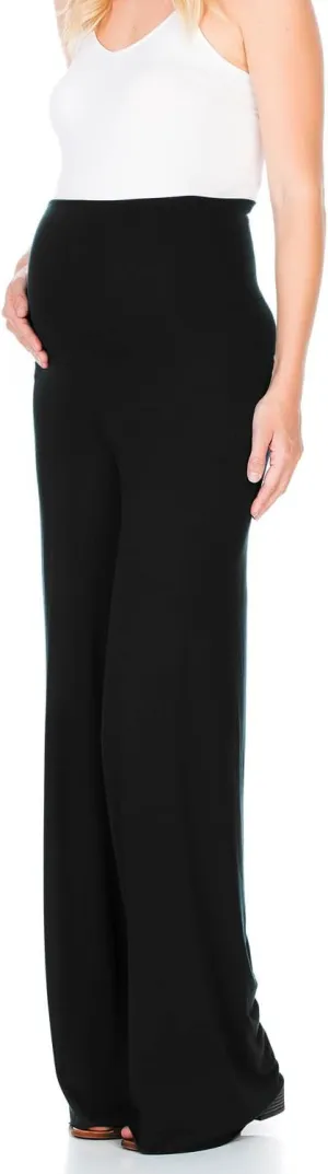 My Bump Women's Maternity Casual Bohemian Damask Palazzo Pants W/Tummy Control