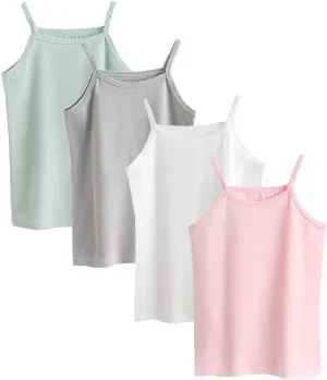 Nightaste Toddler Girl's Soft Cotton Camisoles Undershirt Little Kids Pack of 4pcs Tank Tops with Cute Prints Fits 2-9 Years