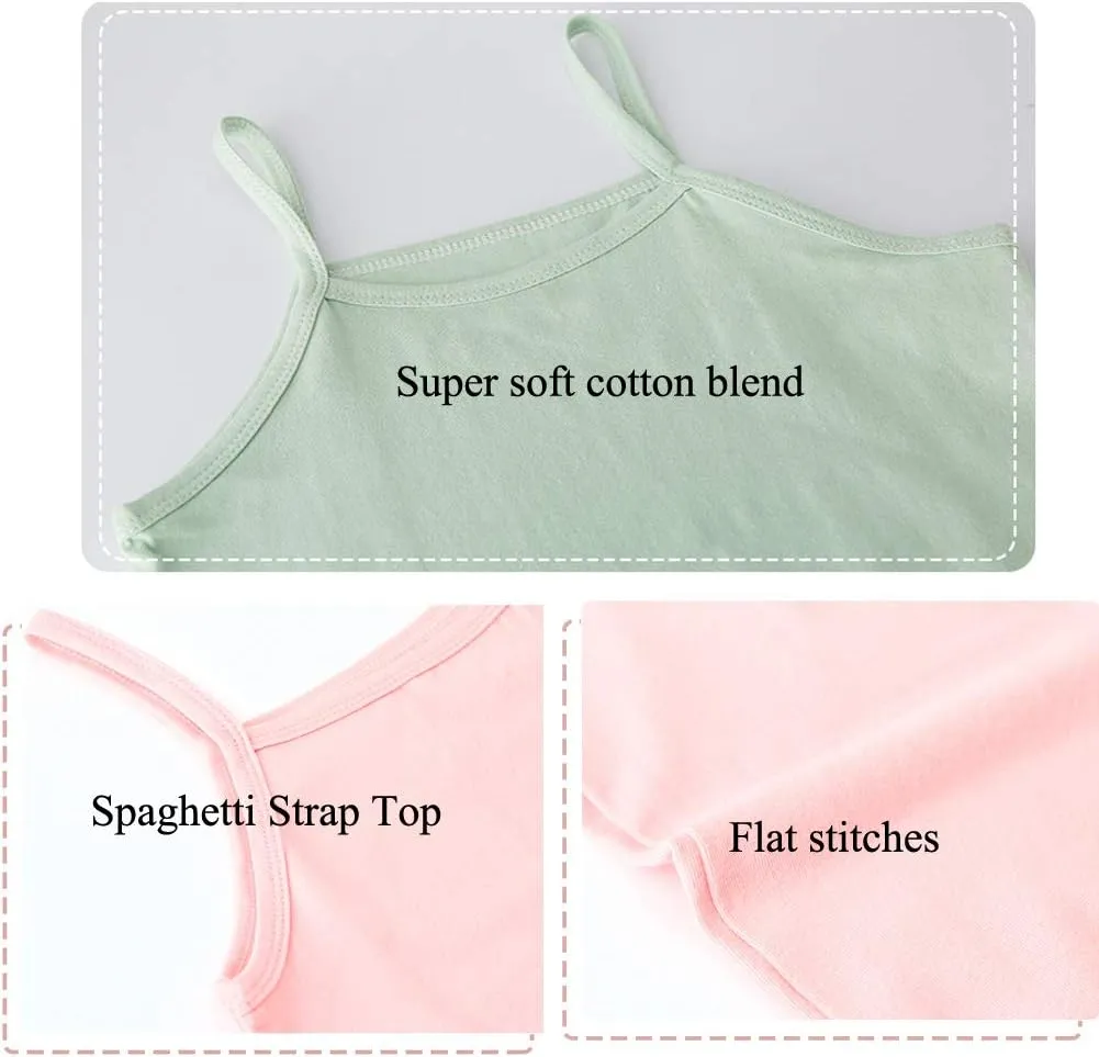 Nightaste Toddler Girl's Soft Cotton Camisoles Undershirt Little Kids Pack of 4pcs Tank Tops with Cute Prints Fits 2-9 Years
