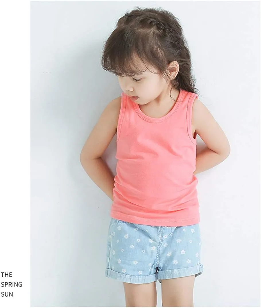 Nightaste Toddler Girl's Soft Cotton Camisoles Undershirt Little Kids Pack of 4pcs Tank Tops with Cute Prints Fits 2-9 Years