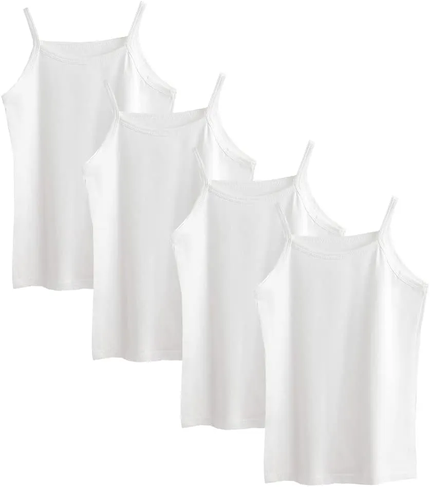 Nightaste Toddler Girl's Soft Cotton Camisoles Undershirt Little Kids Pack of 4pcs Tank Tops with Cute Prints Fits 2-9 Years